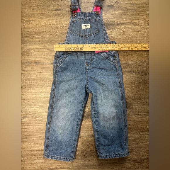 OshKosh B’gosh Girls Denim Overalls Size 2 Lined Warm Pink - Picture 7 of 8